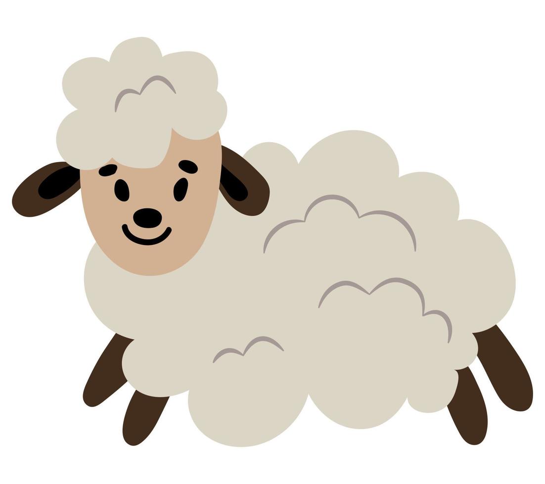 joli mouton dessiné à la main. fond blanc, isoler. illustration vectorielle. vecteur