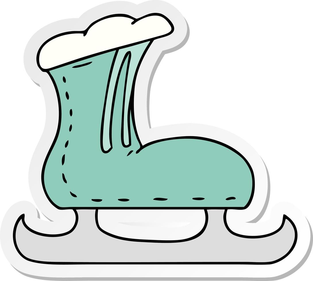 autocollant dessin animé doodle d'une botte de patin à glace vecteur