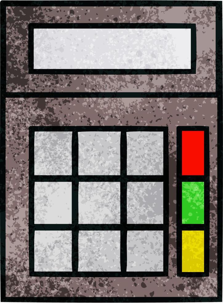 calculatrice d'école de dessin animé texture grunge rétro vecteur