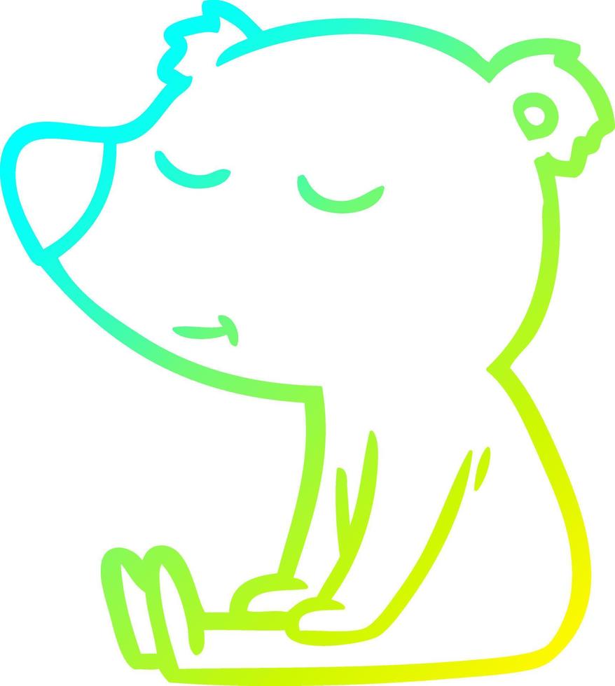 ligne de gradient froid dessin ours de dessin animé heureux assis vecteur