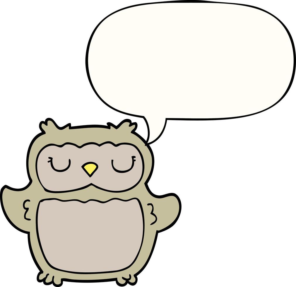 hibou de dessin animé et bulle de dialogue vecteur