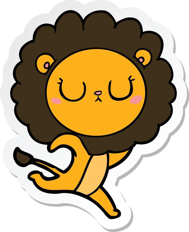 autocollant d'un lion courant de dessin animé vecteur