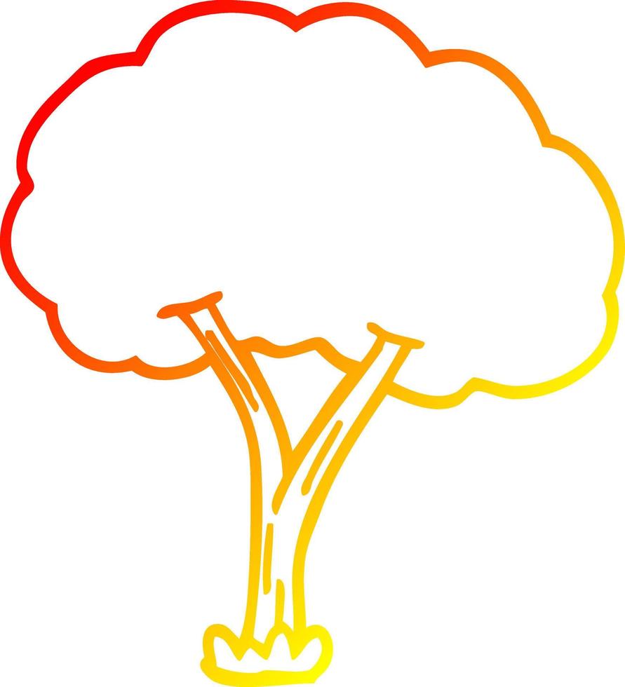 ligne de gradient chaud dessin dessin animé arbre fleuri vecteur