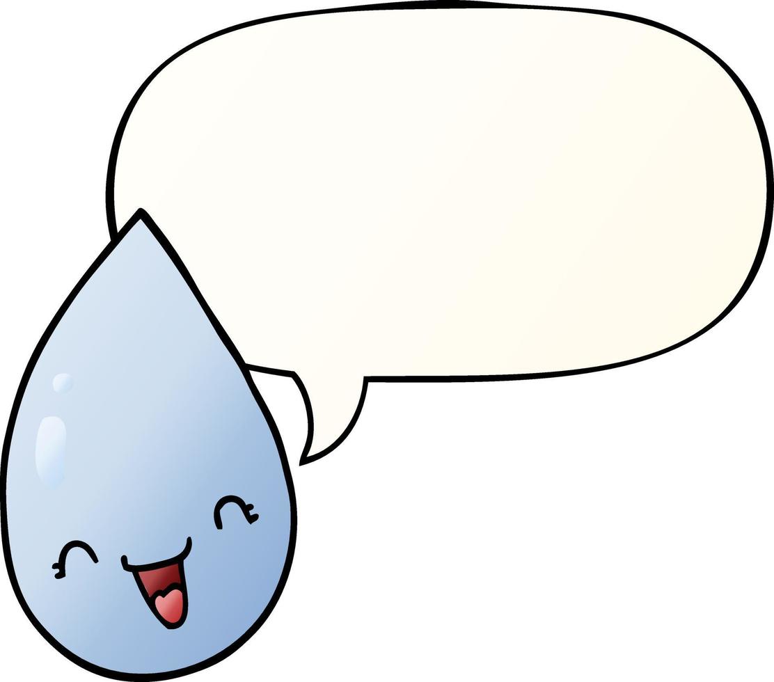 goutte de pluie de dessin animé et bulle de dialogue dans un style de dégradé lisse vecteur