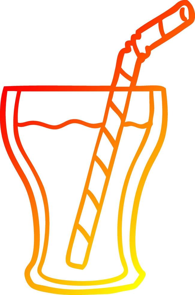 ligne de gradient chaud dessinant un verre de cola vecteur