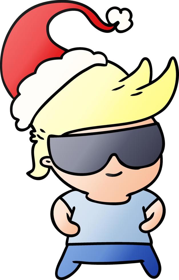 caricature de dégradé de noël de garçon kawaii vecteur