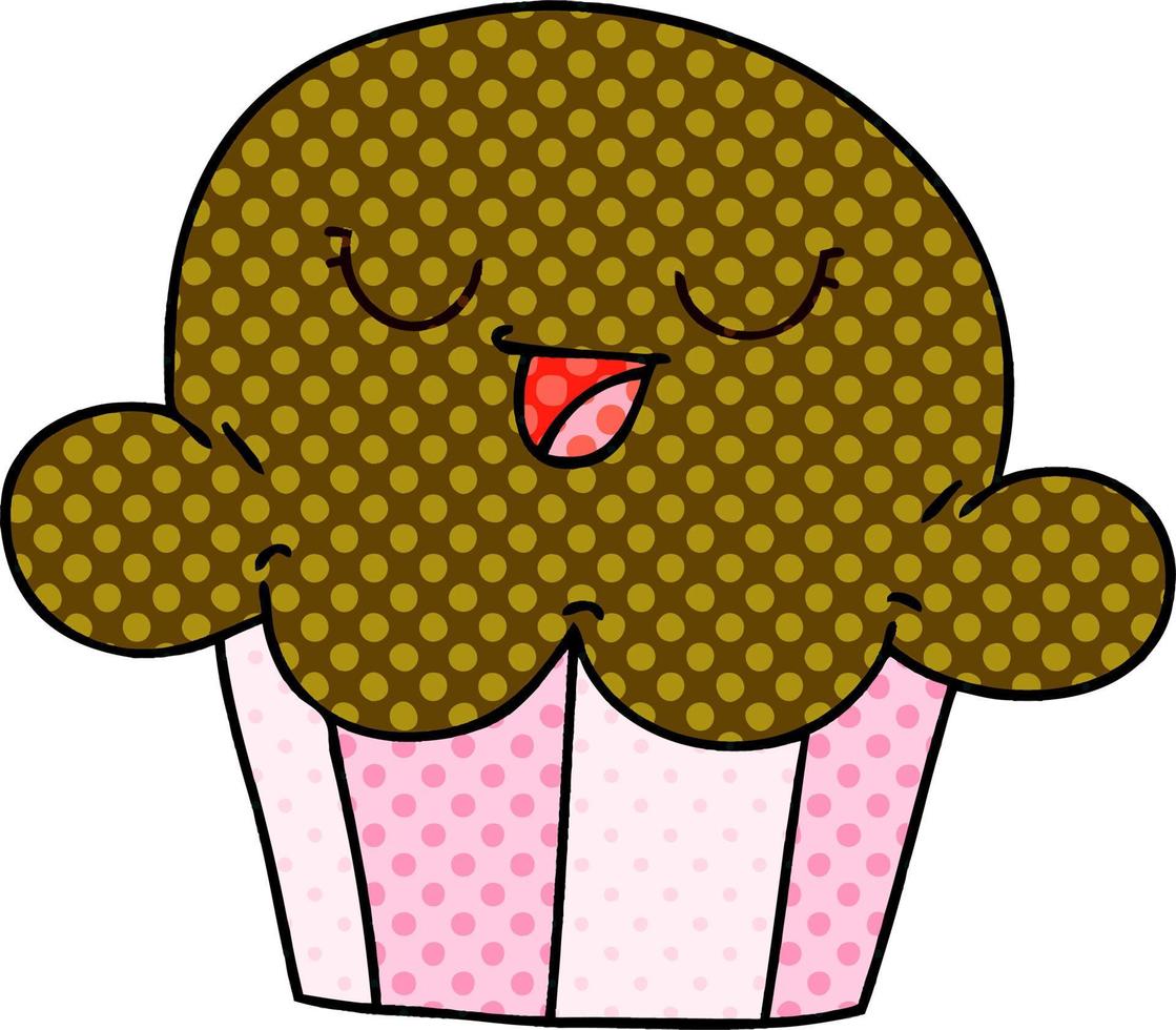 muffin heureux de dessin animé de style bande dessinée excentrique vecteur