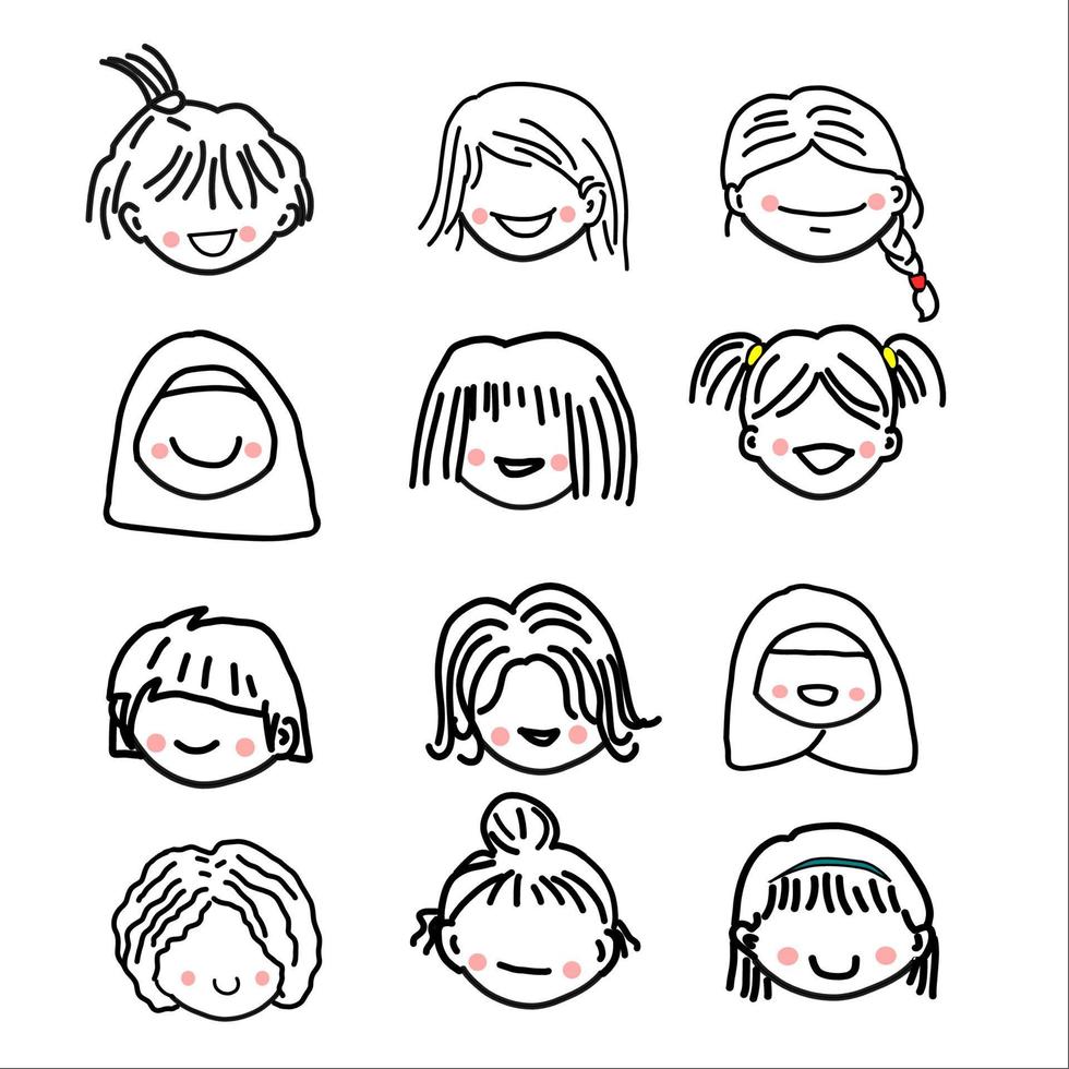 ensemble d'enfants face à des doodles vector illustration de dessin animé