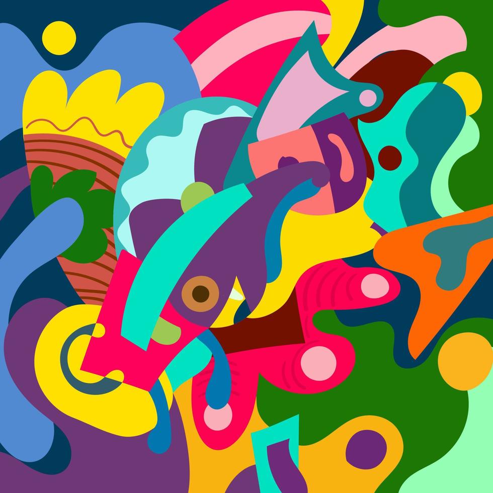 fond de doodle abstrait coloré dessiné à la main vecteur