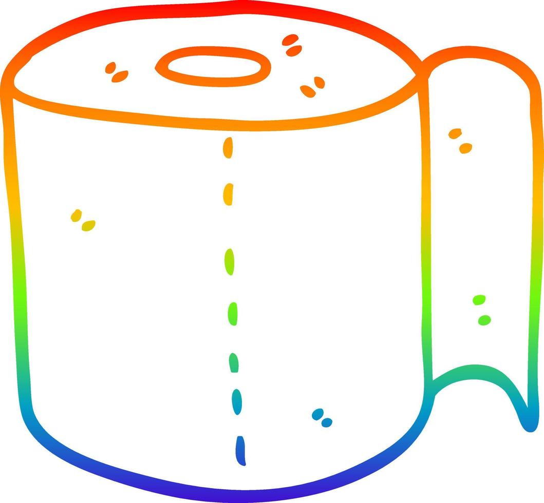 arc en ciel gradient ligne dessin dessin animé rouleau de papier toilette vecteur