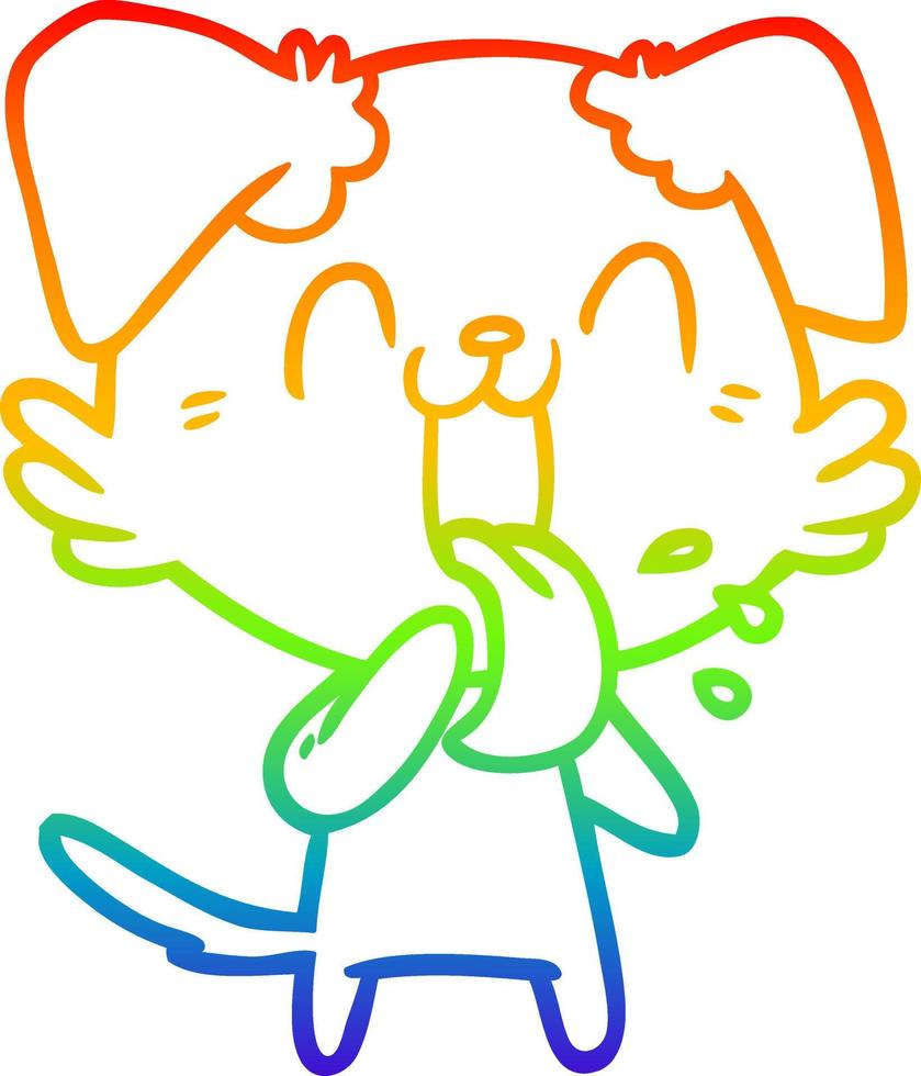 arc en ciel gradient ligne dessin dessin animé chien haletant vecteur