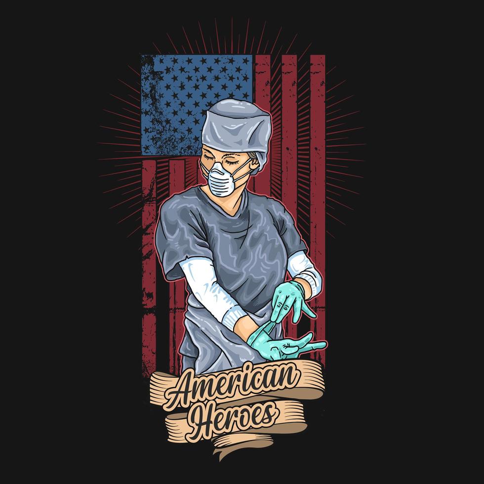 affiche des héros des travailleurs de la santé américains vecteur