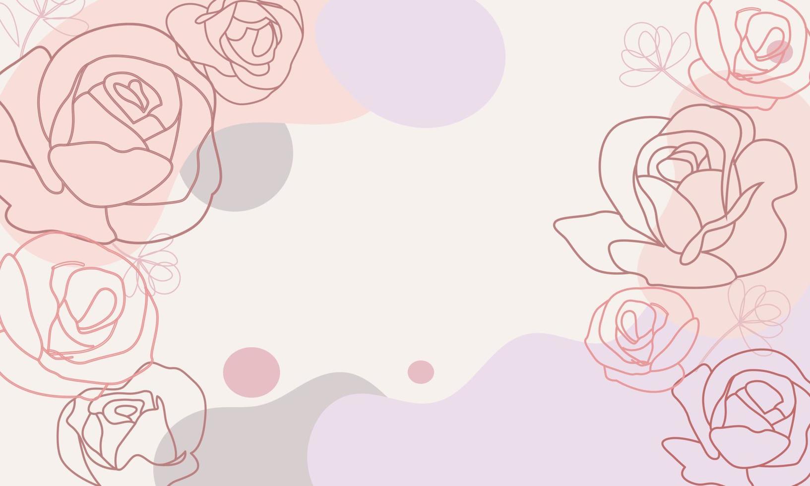 vecteur de fond d'art abstrait botanique de roses. fond d'écran de style minimal de luxe avec fleur d'art en ligne dorée et feuilles botaniques, formes organiques, fond vectoriel pour bannière