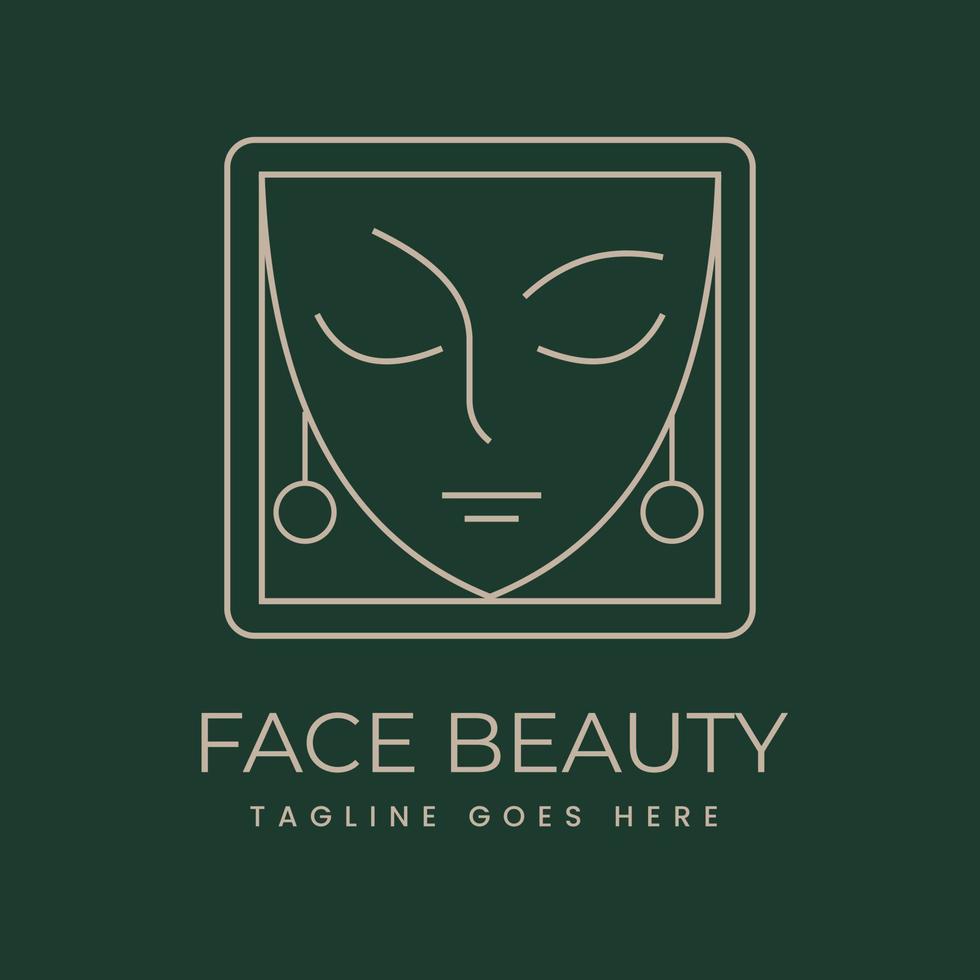 logo de beauté avec prime de vecteur de style art ligne visage moderne