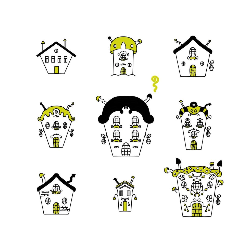 joyeux halloween clipart collection de maisons hantées. vecteur