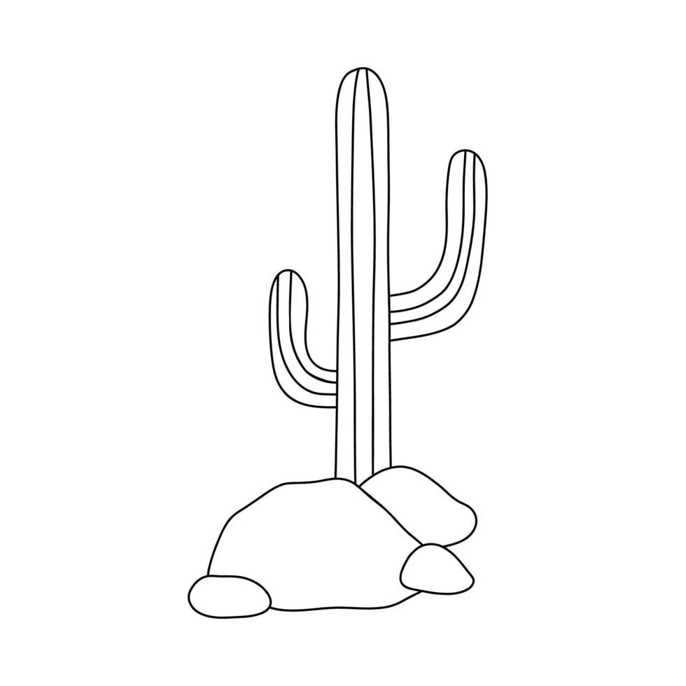 dessin de contour de cactus. illustration de ligne vectorielle isolée sur blanc pour la page de coloriage ou le logo vecteur