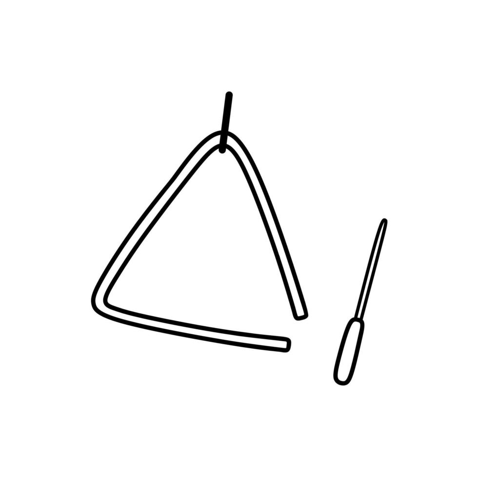 instrument de musique triangle isolé sur fond blanc. illustration vectorielle dessinée à la main dans un style doodle. parfait pour les cartes, décorations, logo, divers designs. vecteur