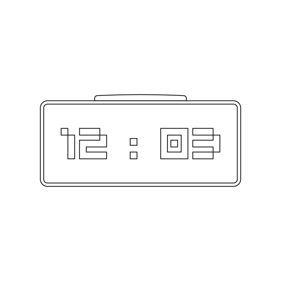 illustration d'icône de contour de réveil numérique sur fond blanc vecteur
