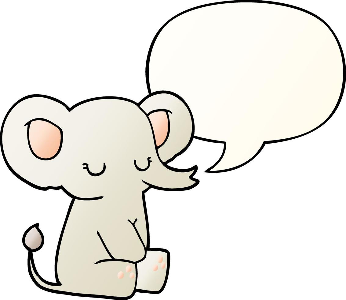 éléphant de dessin animé et bulle de dialogue dans un style de dégradé lisse vecteur