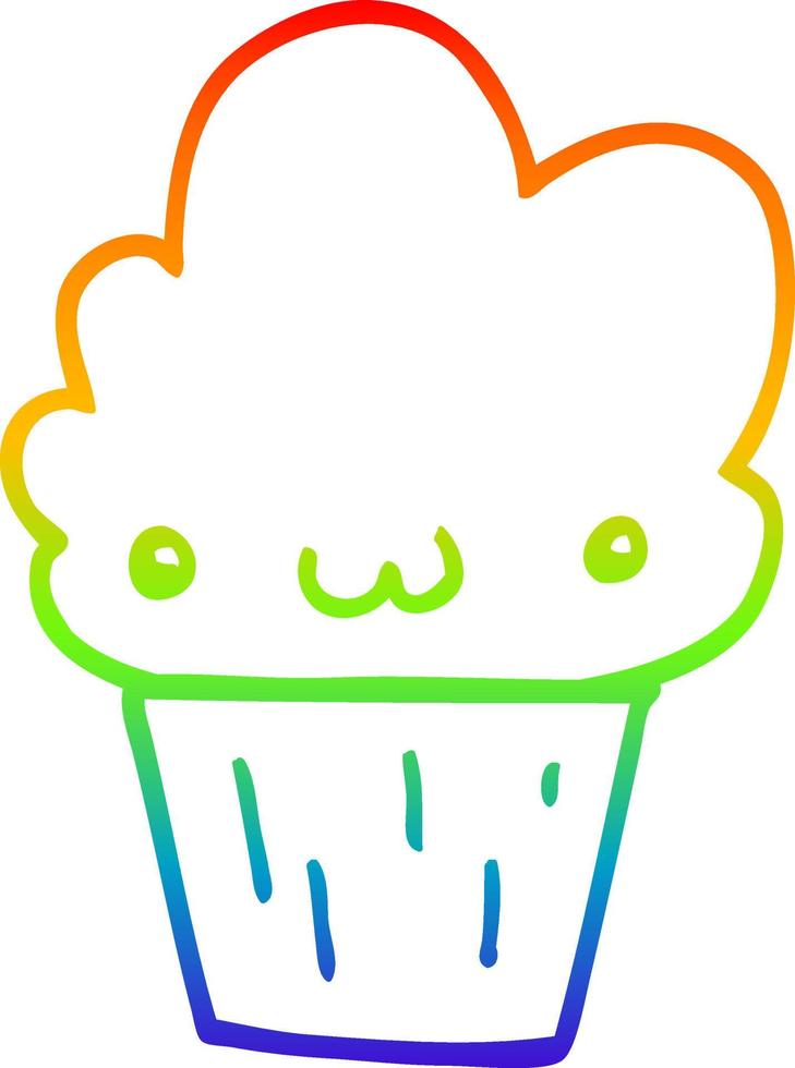 arc-en-ciel, gradient, ligne, dessin, dessin animé, cupcake, à, figure vecteur