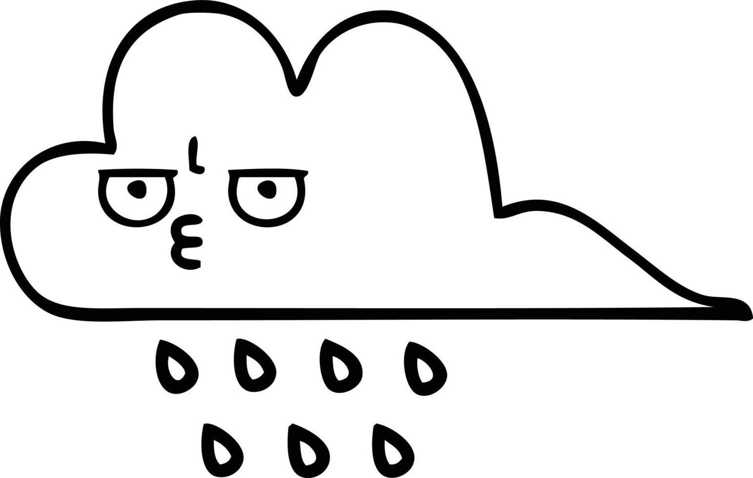 dessin au trait dessin animé nuage de pluie vecteur