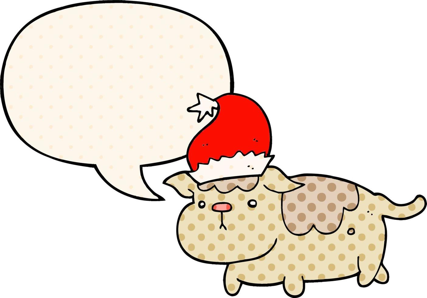 mignon chien de noël et bulle de dialogue dans le style de la bande dessinée vecteur