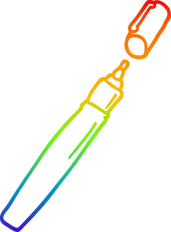 stylo de dessin animé de dessin de ligne de gradient arc-en-ciel vecteur