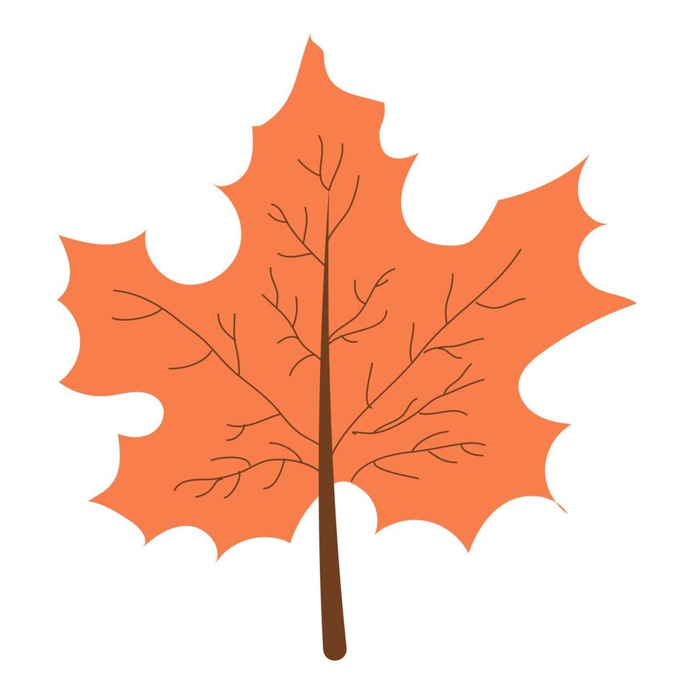 illustration dessinée à la main d'une feuille d'automne isolée sur fond blanc, vecteur. vecteur