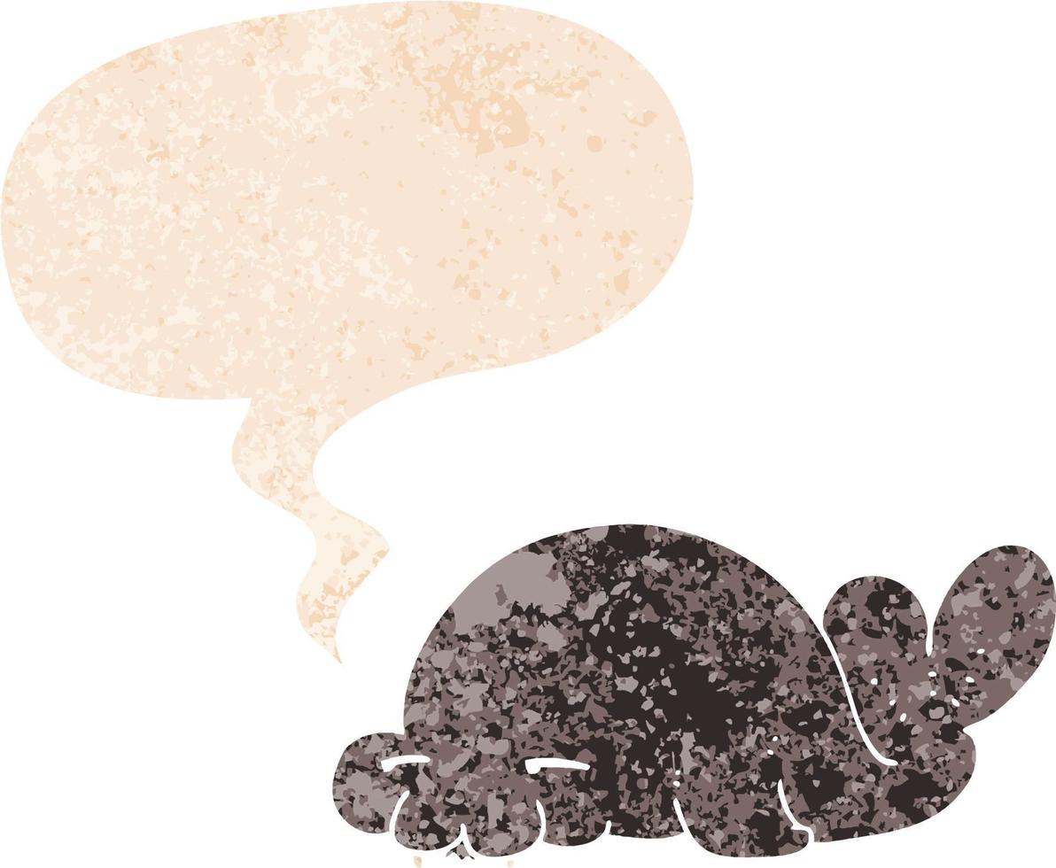 sceau de dessin animé et bulle de dialogue dans un style texturé rétro vecteur