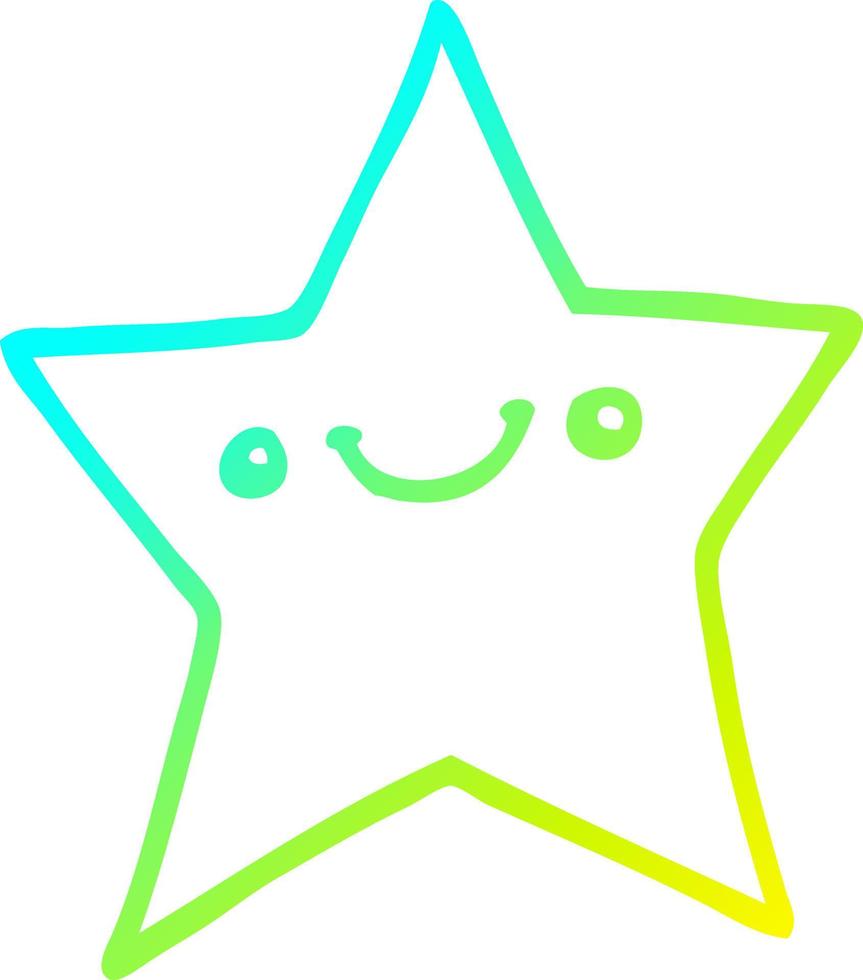 ligne de gradient froid dessinant une étoile de dessin animé heureux vecteur