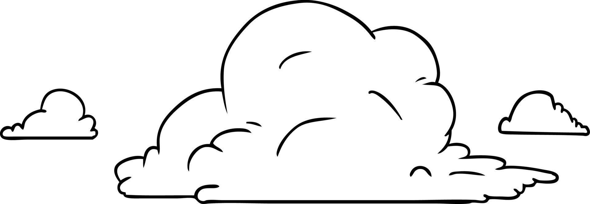 dessin au trait doodle de gros nuages blancs vecteur