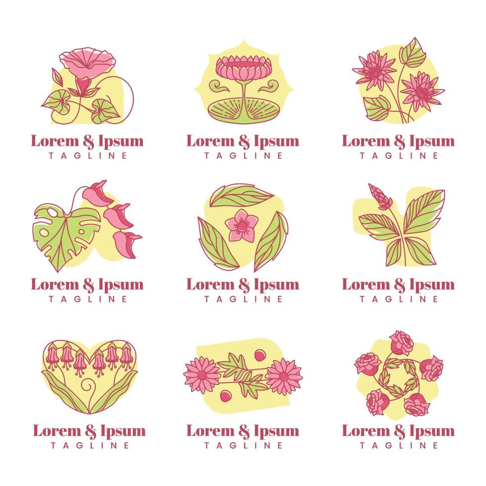 ensemble de conception de logo de spa floral vecteur