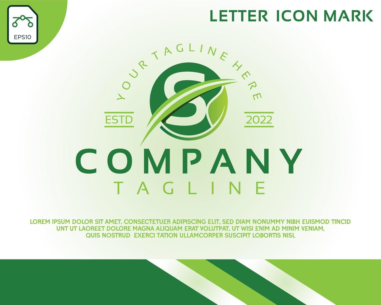 logo eco vert avec conception de modèle de lettre s vecteur