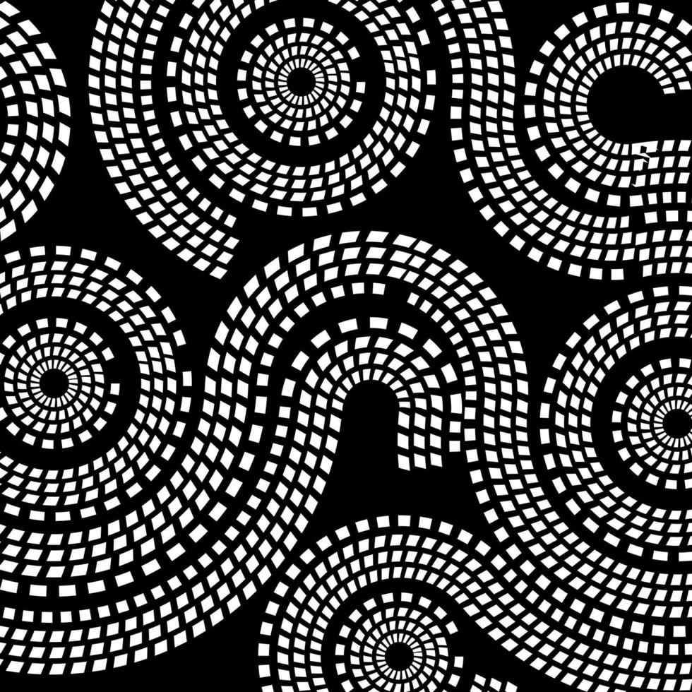 motif ethnique boho, triangles et cercles de style africain sur fond noir avec vagues dynamiques, art tribal pour l'impression, cadres muraux, textile, papiers d'emballage, couvertures mobiles vecteur