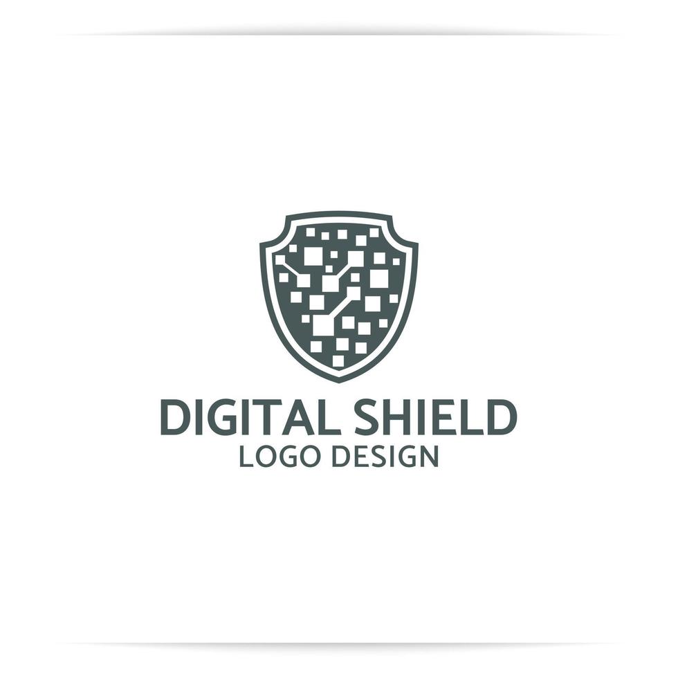 vecteur de conception de logo de technologie de bouclier, données, numérique, sécurisé, défense
