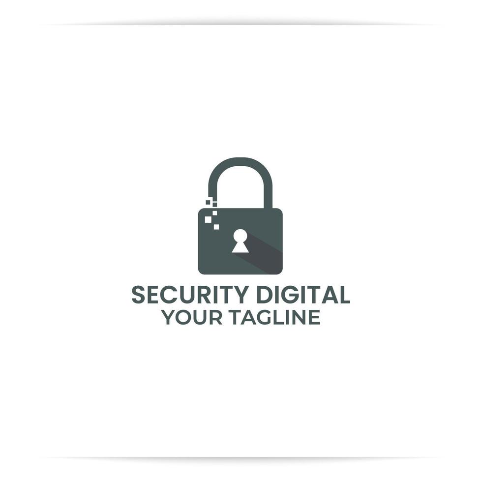 vecteur de conception de logo numérique de cadenas, technologie, internet, sécurisé.