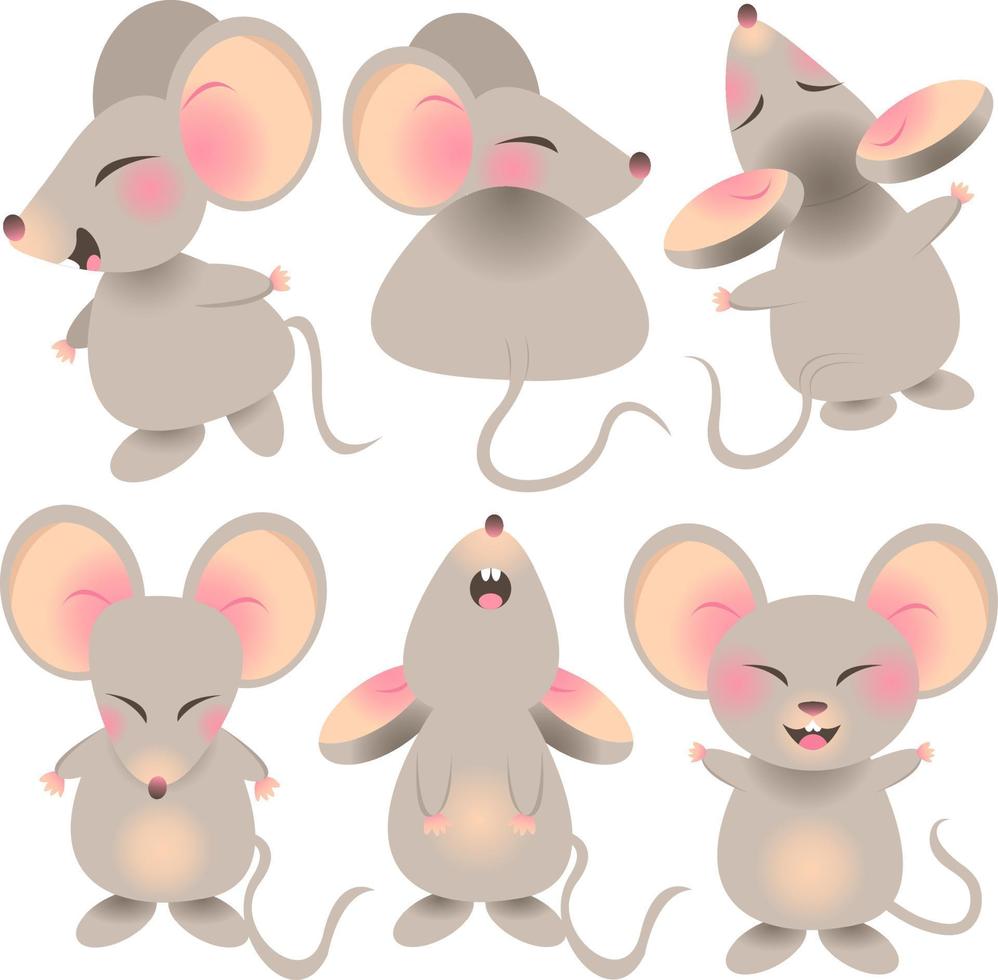 mignon souris personnage bébé enfant souris jeu d'icônes petit rat vecteur