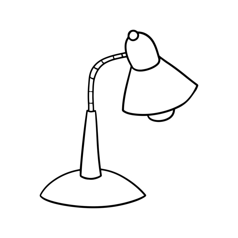 image monochrome, lampe de table lumineuse pour étudiants et écoliers, illustration vectorielle en style cartoon sur fond blanc vecteur