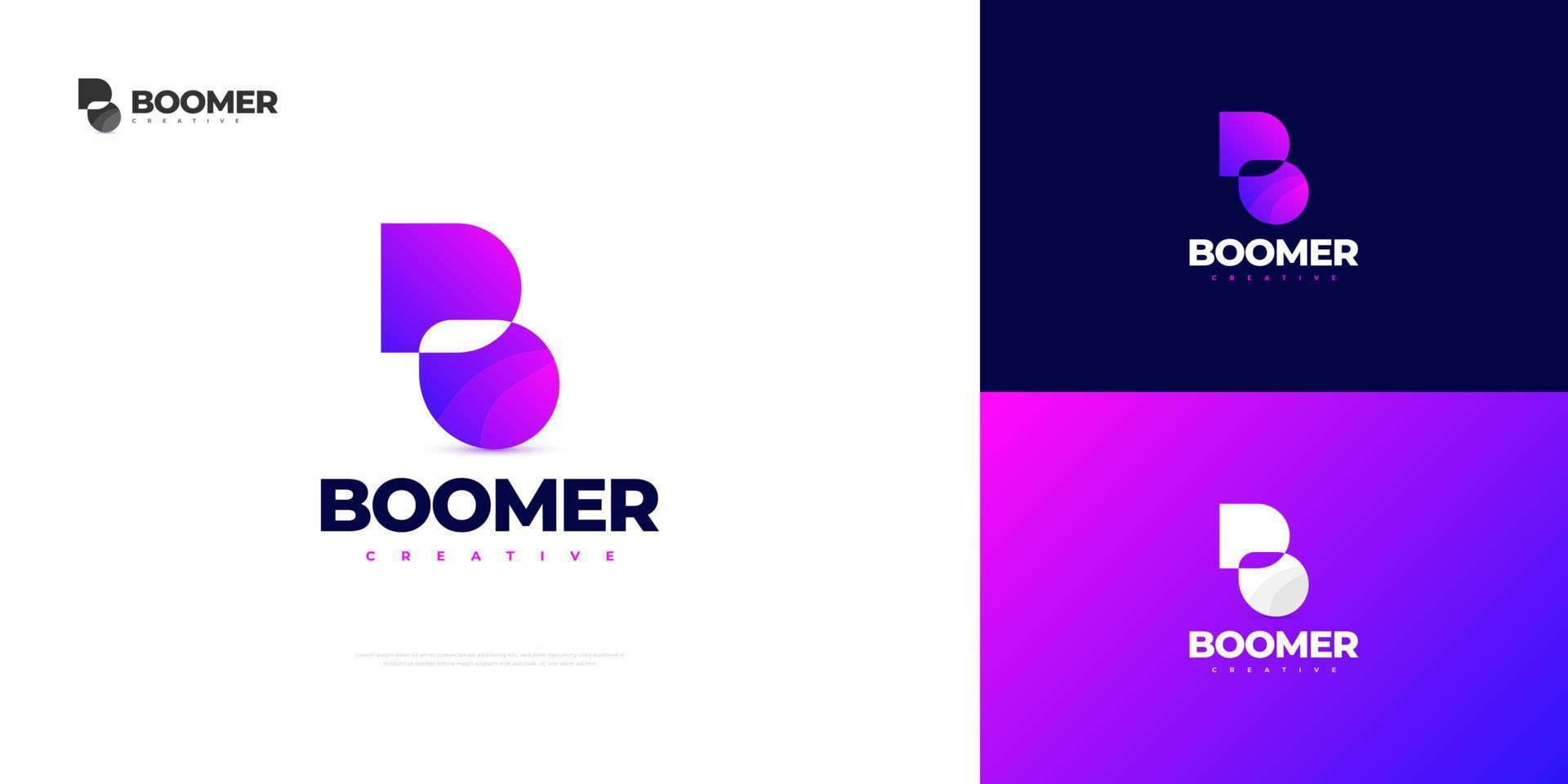 création de logo lettre b moderne et propre dans un style dégradé violet. logo b abstrait ou icône pour l'identité de marque commerciale et technologique vecteur