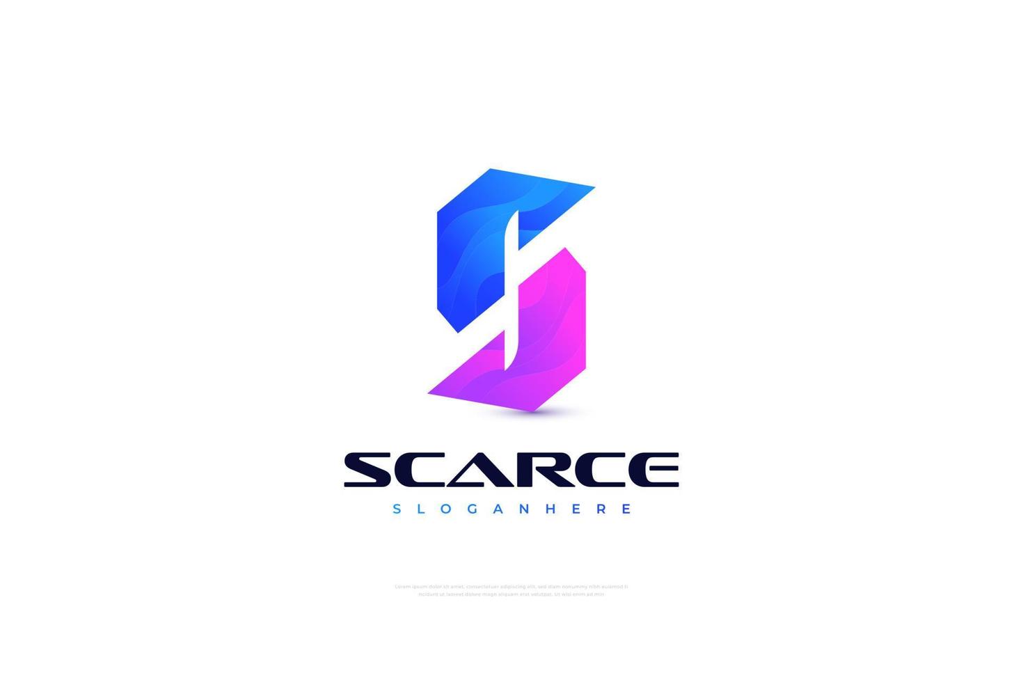 vecteur de conception de logo lettre s moderne dans un style dégradé bleu et violet