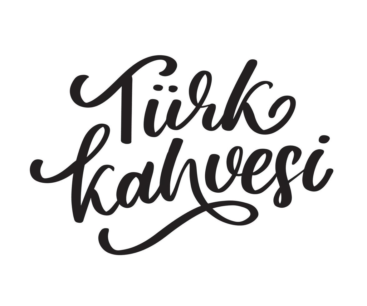texte dans le café turc turc. logo vectoriel lettre, typographie, signe en noir et blanc. affiche publicitaire ou conception de modèle. logotype de lettrage moderne, enseigne de café. éléments de design.