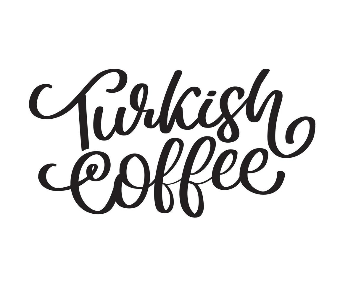 logo vectoriel de lettre de café turc, typographie, signe en noir et blanc. affiche publicitaire ou conception de modèle. logotype de lettrage moderne, enseigne de café. éléments de design. illustration vectorielle.