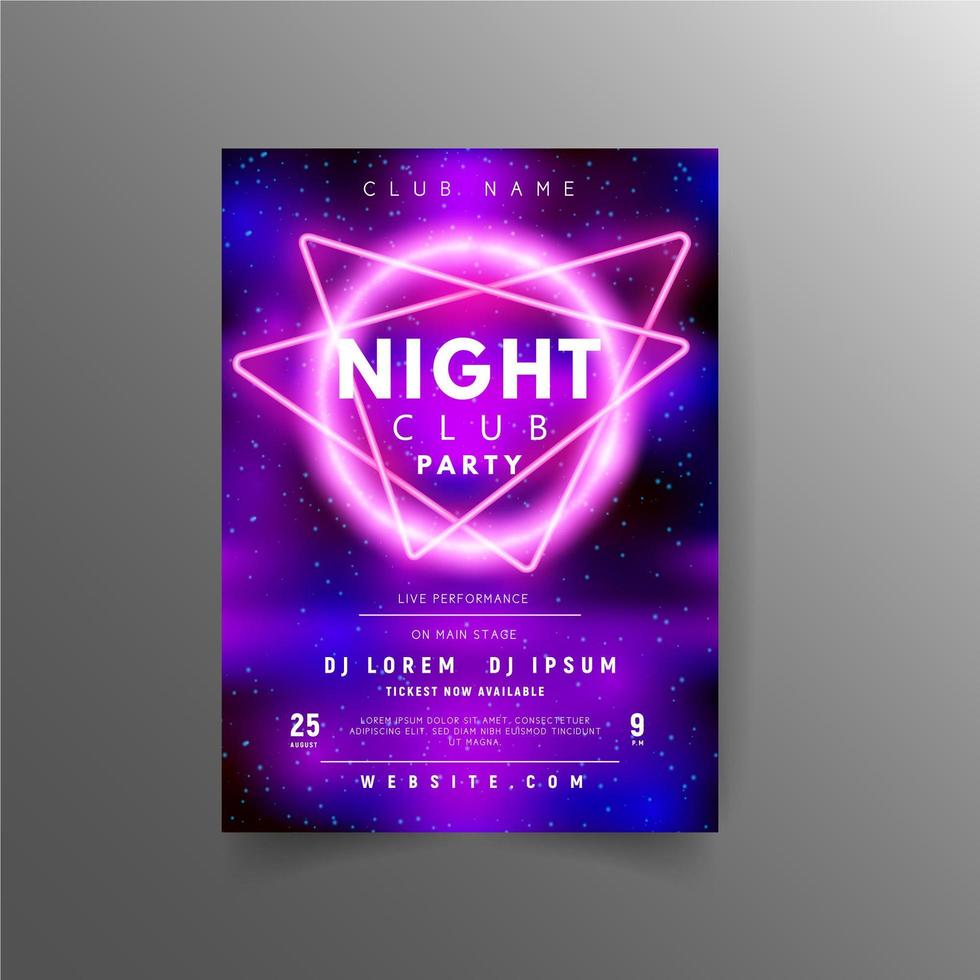 flyer néon night club vecteur