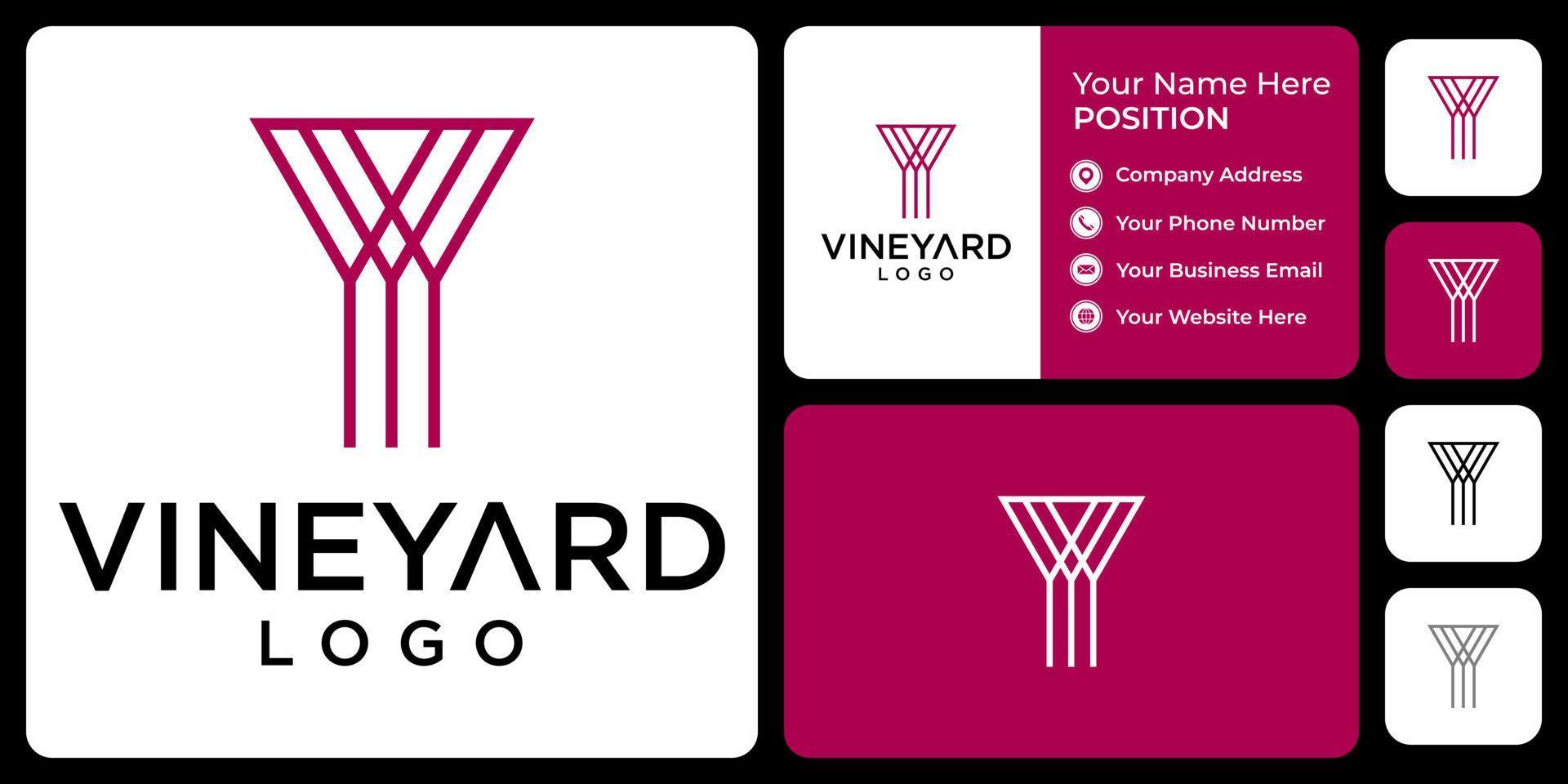création de logo de verre à vin monogramme lettre vy avec modèle de carte de visite. vecteur
