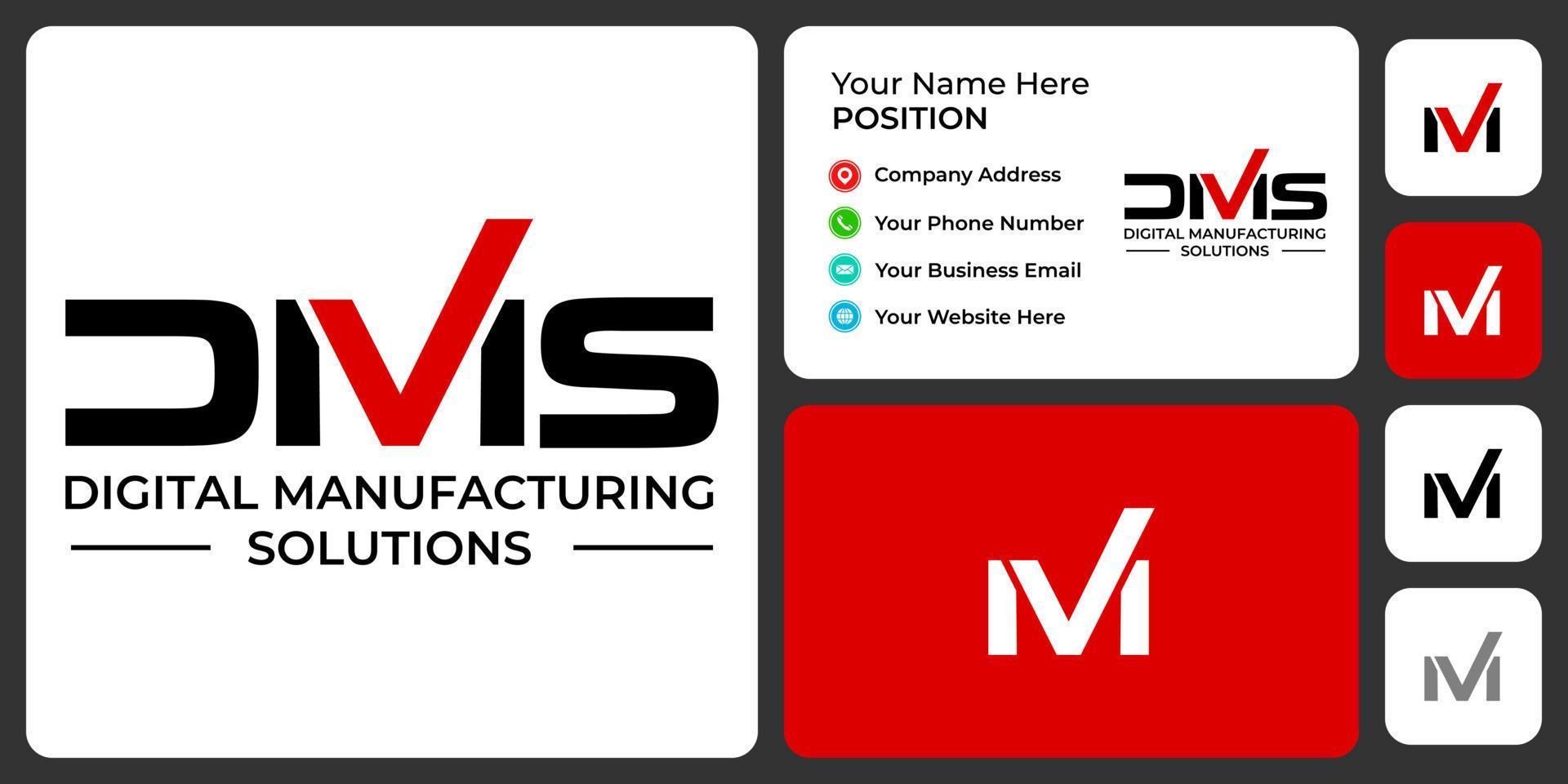 création de logo de l'industrie du monogramme lettre dms avec modèle de carte de visite. vecteur