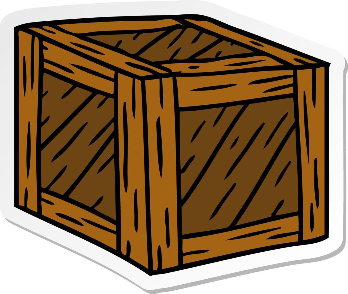 autocollant dessin animé doodle d'une caisse en bois vecteur