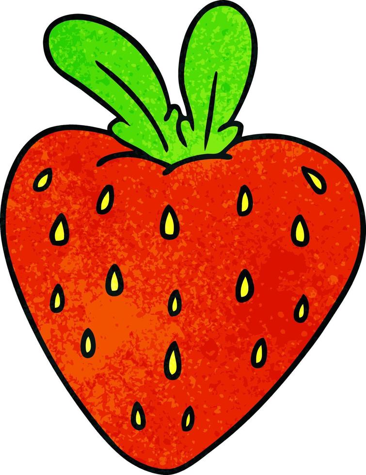 doodle cartoon texturé d'une fraise fraîche vecteur