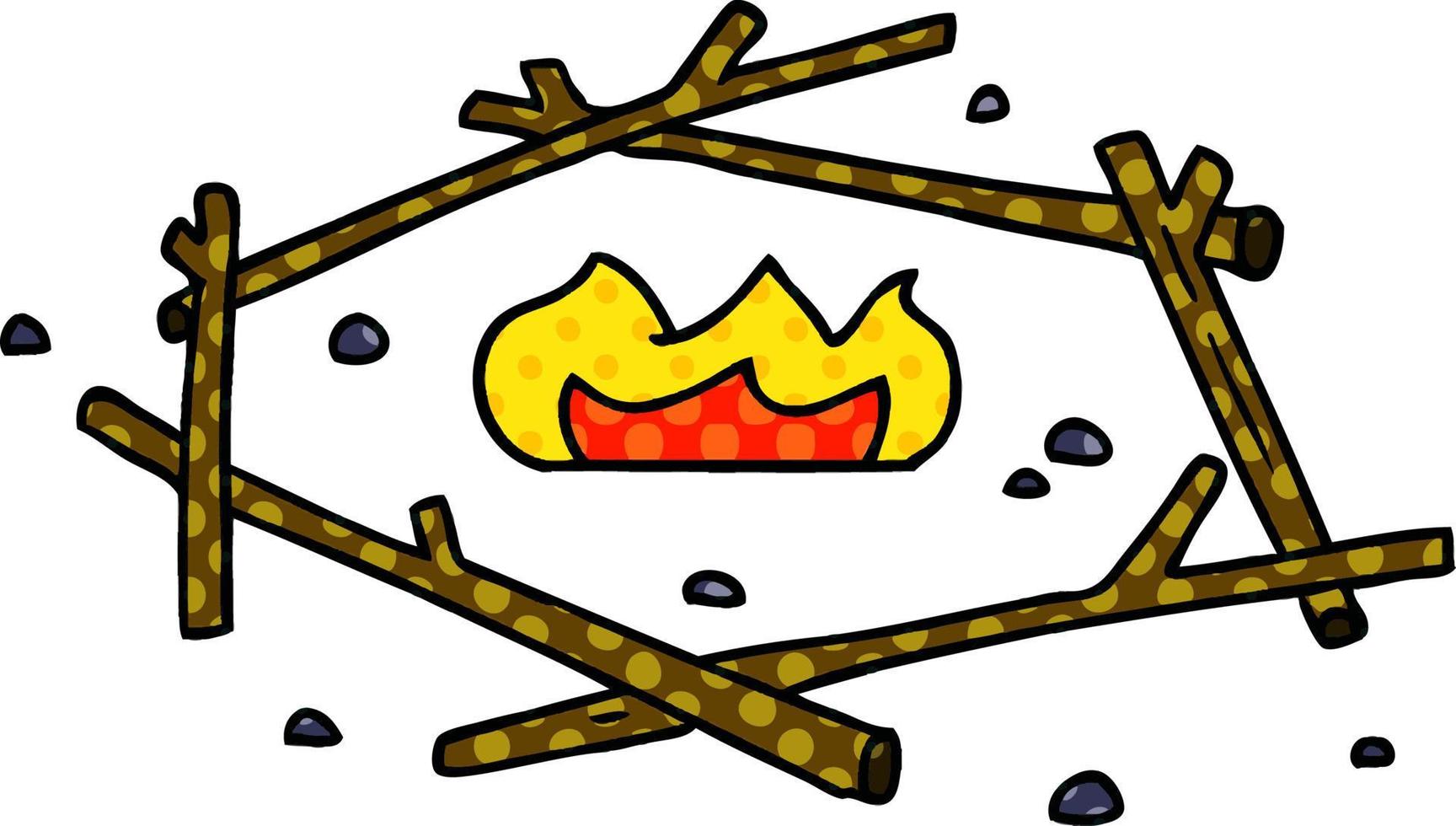 dessin animé doodle d'un feu de camp vecteur