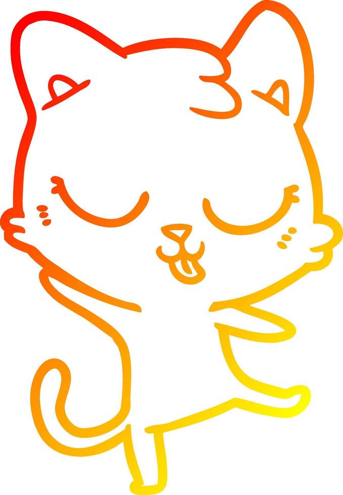 chat de dessin animé de dessin de ligne de gradient chaud vecteur