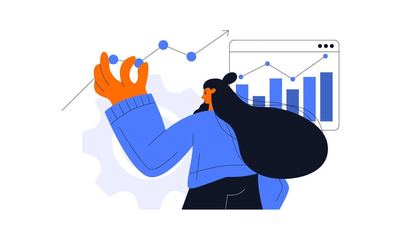 conception de vecteur plat analyse statistique et de données pour le concept d'investissement en finance d'entreprise. illustration de vecteur plat isolé sur fond blanc